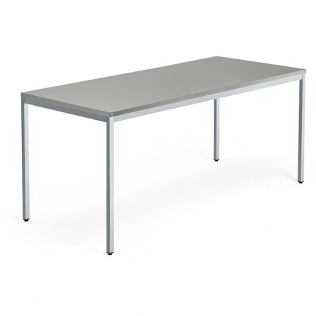 Desk QBUS, 1800x800 mm, 4-leg frame, silver frame, light grey