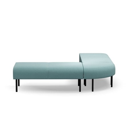 Corner bench VARIETY, outward curve, fabric Pod CS, turquoise