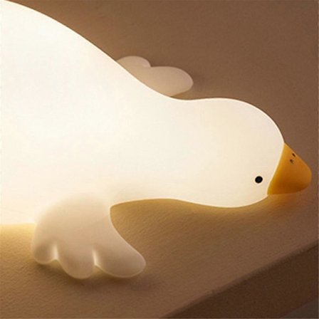 Stor Hvid Gåsenatlampe Børneværelses Sjov Pat Lampe USB Genopladelig Blødt Lys Øjenbeskyttelse Sovelampe