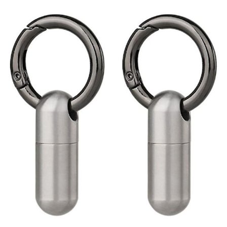 2PCS Vanntett Rustfritt Stål Pilleboks Pilleflaske Cache Pilleboks Beholder Nøkkelring Pilleboks Hea