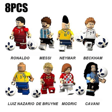 8pcs/set Football Player Building Blocks Super Star Minifigures Toy