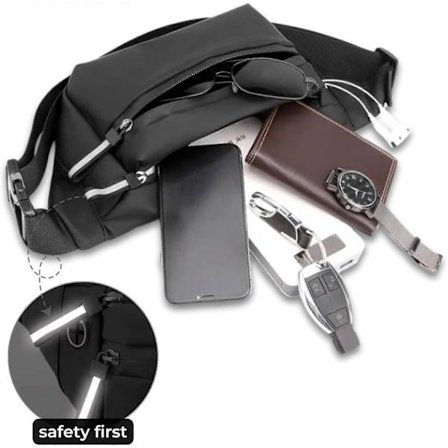 Plus Size Bæltetaske med Ekstra Lang Rem 168 cm til Mænd Crossbody Taske