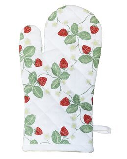 Grillikinnas Kesäinen painetulla mansikkakuviolla Valkoinen