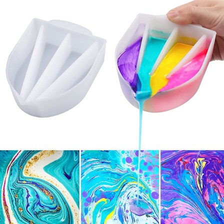 Split Kop til Maling Hældning, Silikon Split Kop til Akrylmaling Epoxy Harpiks Blanding Hældning DIY Fremstilling Forbrugsvarer med 2 stk. Specielle 