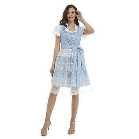 Dame Oktoberfest Kostume Tysk Dirndl Kjole Kostume Kjole Bayersk Karneval Party (S lyseblå)
