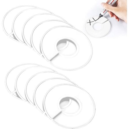 10 stk. Skabsinddelere, Runde Bøjleinddelere, Tøjstørrelsesinddelere, Tøjstørrelsesseparator til Adskillelse af Tøjstørrelser i Husholdningen (Hvid)