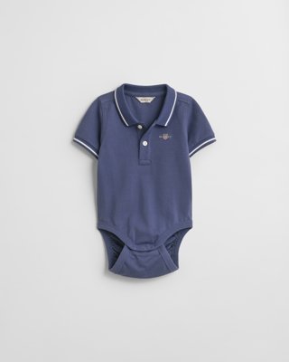 GANT - Piqué body i økologisk bomull til baby dusty navy