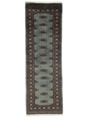 Pakistan Bukara 2Ply Alfombra 63X189 De Lana Negro/Verde Oscuro Pequeño Carpetvista