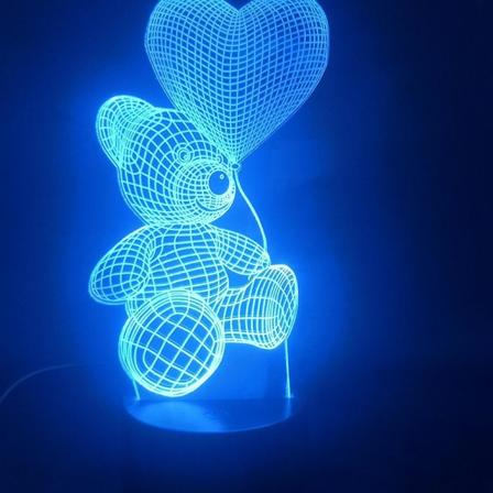 Uusi Love Bear Balloon3d Led Night Light Lasten makuuhuoneen pöytälamppu