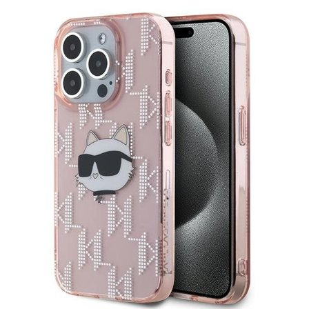 Karl Lagerfeld IML Choupette Head & Monogram-etui til iPhone 15 Pro Max - pink