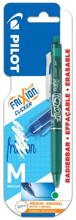Pilot FriXion Ball Clicker Penna raderbar, 0,7 mm Grön, Märkning & markering