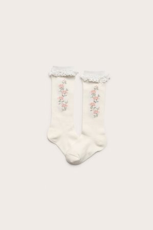 Newbie | Knästrumpor med spets | Offwhite