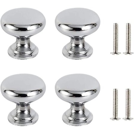 4 st Draglådsknoppar i Silver, 25mm Möbelknopp Dörr, Runda Draglådsknoppar, Dörrknoppar Möbel