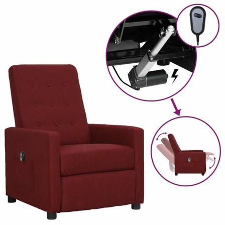Vidaxl Elektrisk Reclinerfåtölj Vinröd Tyg Röd