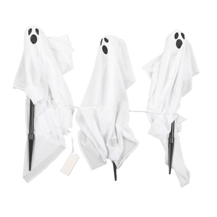 Valaistut haamutikut Valkoiset haamu LED-valot Muovinen neulottu kangas Helppo asennus Haamupihatikku nurmikolle puutarhaan