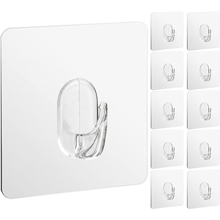 20 stk. selvklæbende gennemsigtige kroge, vandtætte kraftige gennemsigtige klæbende krogklistermærker til soveværelse badeværelse køkkenloft hæng