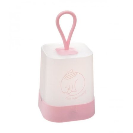 Nattelygter & stemningslamper - Berøringsnattelygte i silikone til børn med gribehåndtag, med motiv af en sovende kanin LED - Rosa - H 16 cm