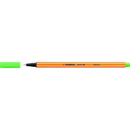 STABILO Fineliner Point 88 , tunn spets, orange pennkropp, ljusgrönt bläck - Lyreco - Kontorsmaterial - Pennor - Finelinerpennor