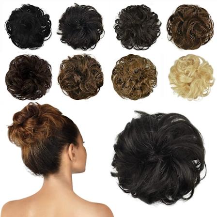100% Menneskehår Knoldforlængelse, Rod Knold Hårstykke Krøllet Hår Scrunchies Chignon Hestehaleforlængelser Kompatibel Med Kvinder Piger Updo Donut 