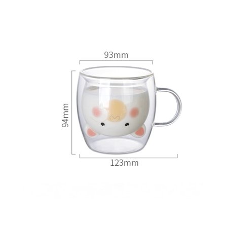 Söt kaffekopp björn tekopp mjölk dubbel lager transparent isolerad glas espressomugg rolig present (kattmugg)