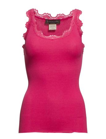 Silk Top W/ Lace T-shirts & Tops Sleeveless Rosa Rosemunde*Betinget Tilbud