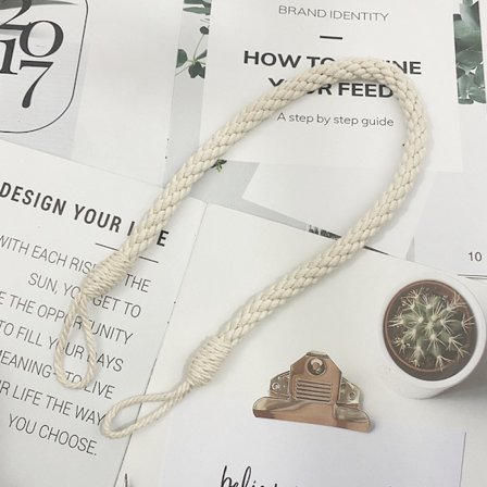 Bomuldsgardinbindere, 2 stk., Håndstrikket, Offwhite