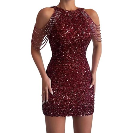 Sexy Off Shoulder Sequin Aftenkjole til Kvinder