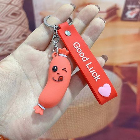 1 stk. Sød Tegneserie Pølse Nøglering Dukke Nøglering Til Kvinder Piger Taske Vedhæng Mad Figur Charms Nøglering Smykke Gave