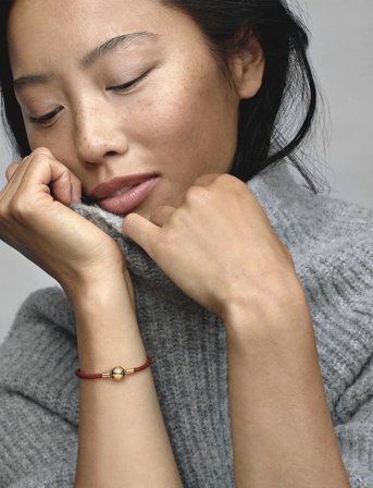 Pandora 14K Gold-Plated Red Leather Bracelet - Gold - 20.5 CM