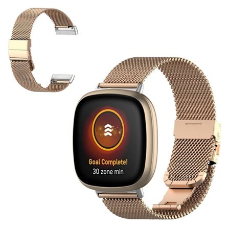 rostfritt stål klockarmband för Fitbit Sense / Versa 3 - rosa guld