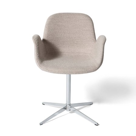 Chrome spisebordsstol, armlæn, drejefunktion & Bouclé - Beige - 57x55x79cm - Spisestuestol m. komfortabel PU skum, polyester og akryl