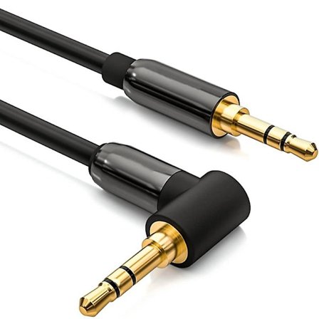 2m Trasselfri 3.5mm AUX-kabel Mobiltelefoner Högtalare L-formad Vinklad 3.5mm Bilstereo Audio Hane till Hane Kabel[HK]