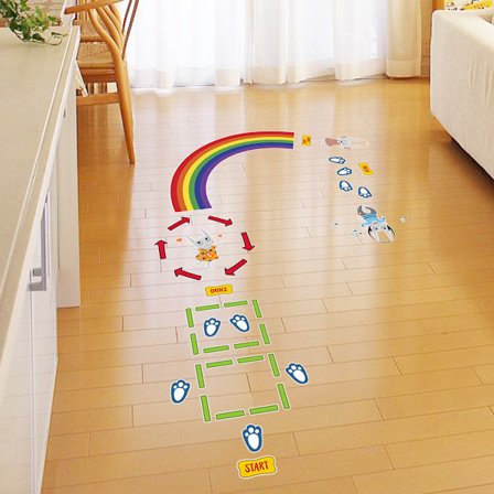 Regnbue hullspill leire gulv klistremerke for barnehage barnehage dekorativt gulv kreativt selvklebende papir