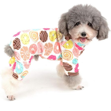 Hel drakt pyjamas for valper Søte arbeidsklær smultring klær Unisex fire ben bomulls pyjamas Kjæledyr katter Valpe pyjamas, 10323