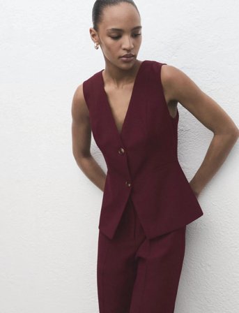 Mango Long Suit-Style Jumpsuit - Red - XS