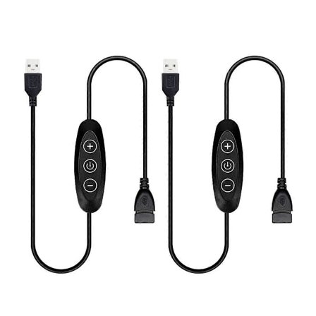 5V USB LED Dimmerbryter, 10-trinns dimming, hun til hann, 2-pakning USB-drevet dimmer for 5V Single
