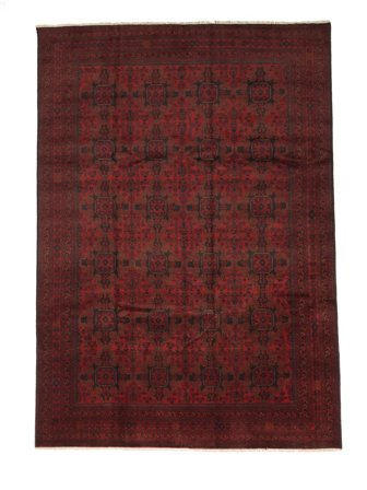 Hand Knotted Afghan Khal Mohammadi Rug 249X351 Wool Black/Dark Red Large