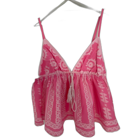 Rosa mönstrad linnetopp med knyt