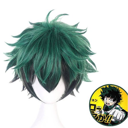 My Hero Academia Izuku Midoriya Cosplay Parykker Grønn Svart Kort Parykk Med Bangs Syntetisk hår Parykker