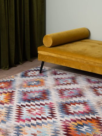 Kerala Tvättbar 200X300 Röd/Flerfärgad Matta