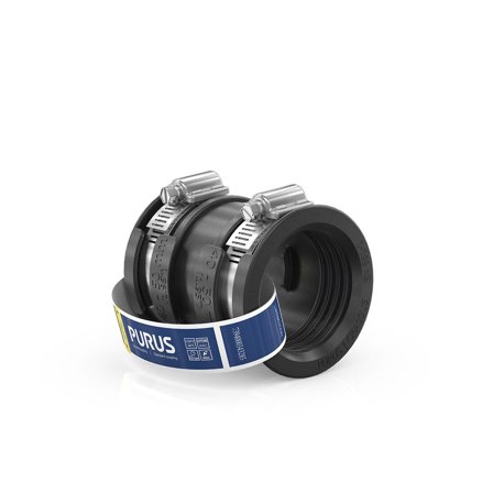 Purus 3032535 Gumminippel svart, med slangeklemmer, Innendørsavløp