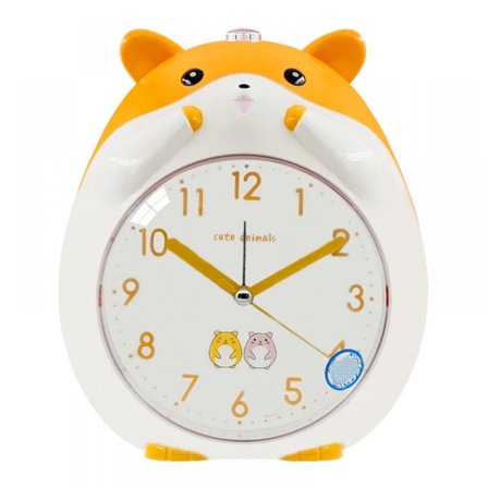 Vekkevekker for soverom, tegneserie vekkerklokke hamster vekkerklokke nattlys, student barn hjem dekor skrivebordsklokke (gul)
