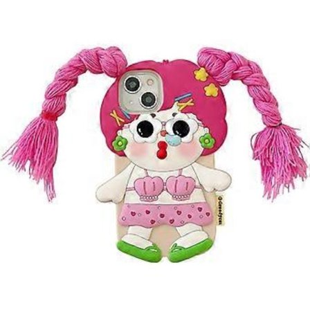 Etui for iPhone 14 Pro Max, Søt 3D Kawaii Telefondeksel Morsom Rosa Kanin Tegneseriedeksel med Grønne Solbriller Myk Silikon Gel Fallbeskyttelse Etui 