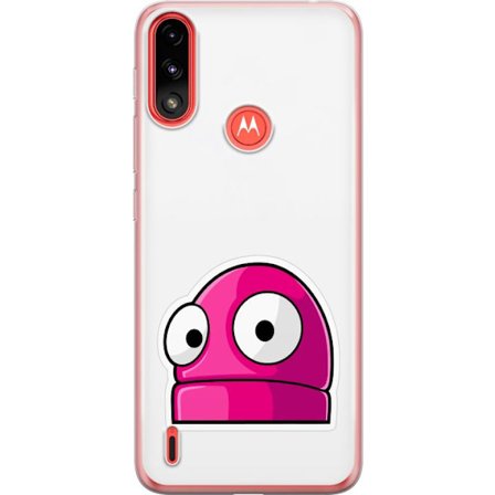 Kompatibel Mobilcover til Motorola Motorola Moto E7 Power Rosa tegneseriefigur med store øjne i legende og humoristisk stil