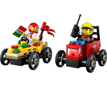 LEGO City Great Vehicles Pizzabil mot brandbil – racingpaket 60458