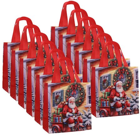 Lollanda gaveposer med håndtag 12-pak – Vandafvisende og smudsafvisende julegaveposer til julegaver og shopping 23x22x11cm