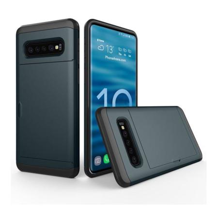 Samsung Galaxy S10 Korthållare Hybridfodral - Mörkblå