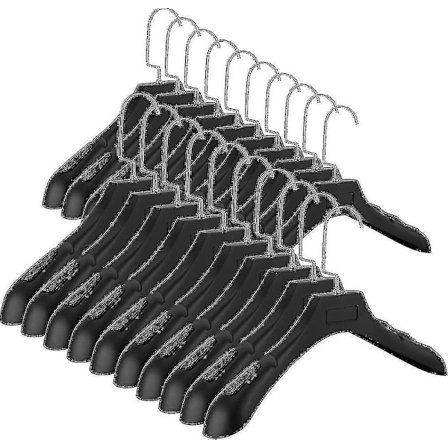 Kleshengere i Universal Svart - 10 stk Brede Plast Hengere med Anti-Skli Overflate - yuhao