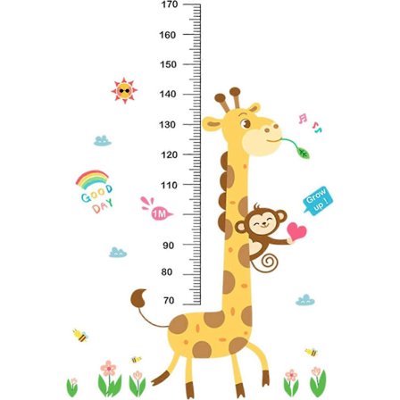 Veggdekorasjon for barn med høydemåler, avtakbar vegglinjal for gutter jenter baby barnerom barn soverom stue