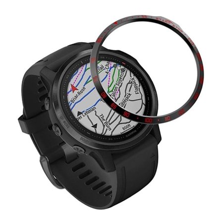 Garmin Fenix 6S / 6S Pro med numeriskt mönster, rostfritt stål - Svart / Röd